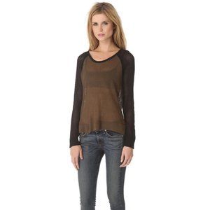 RAG & BONE Raglan Mesh Black Green Long Sleeve